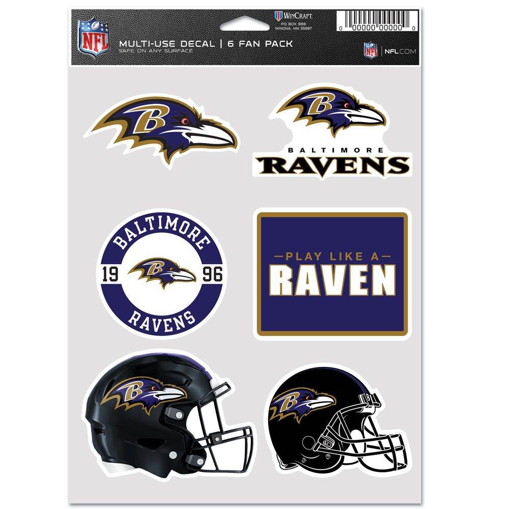Baltimore Ravens Multi Use Fan Decals Pack 6 Wincraft - ToylandEU
