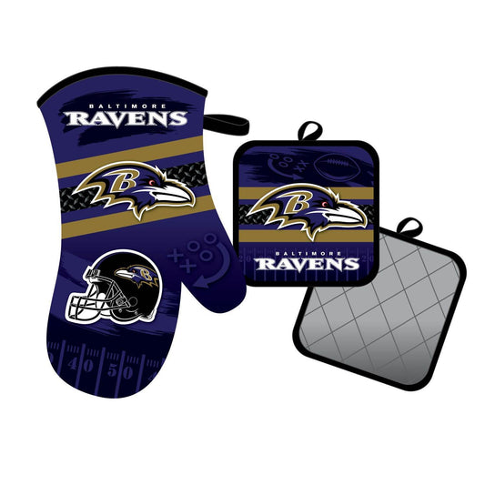 Baltimore Ravens Oven Mitt and Pot Holder Set Licensed - ToylandEU
