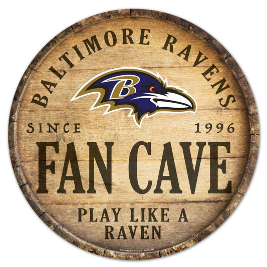 Baltimore Ravens Round Wood Sign 14 Inch Barrel Top - ToylandEU