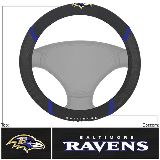 Baltimore Ravens Steering Wheel Cover Mesh Suede Stitched - ToylandEU