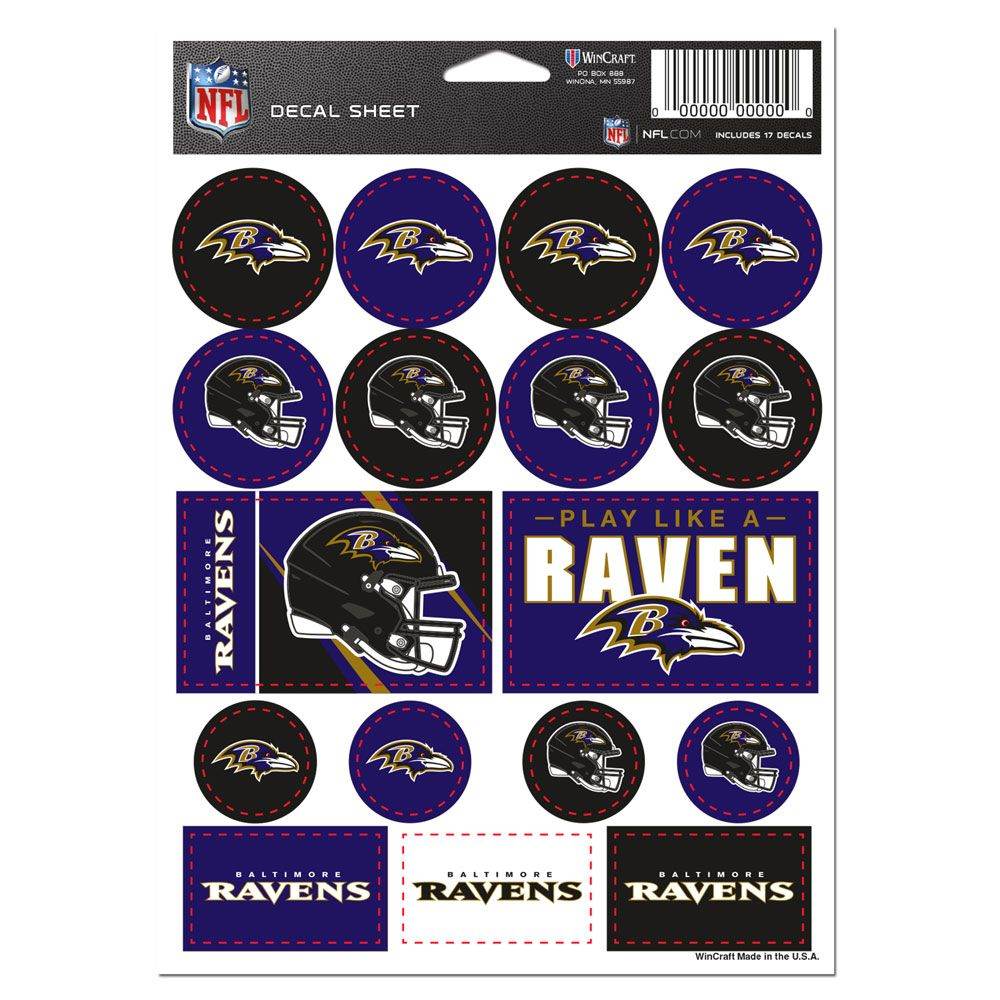 Baltimore Ravens Vinyl Decal Sheet 5x7 Sticker Pack - ToylandEU