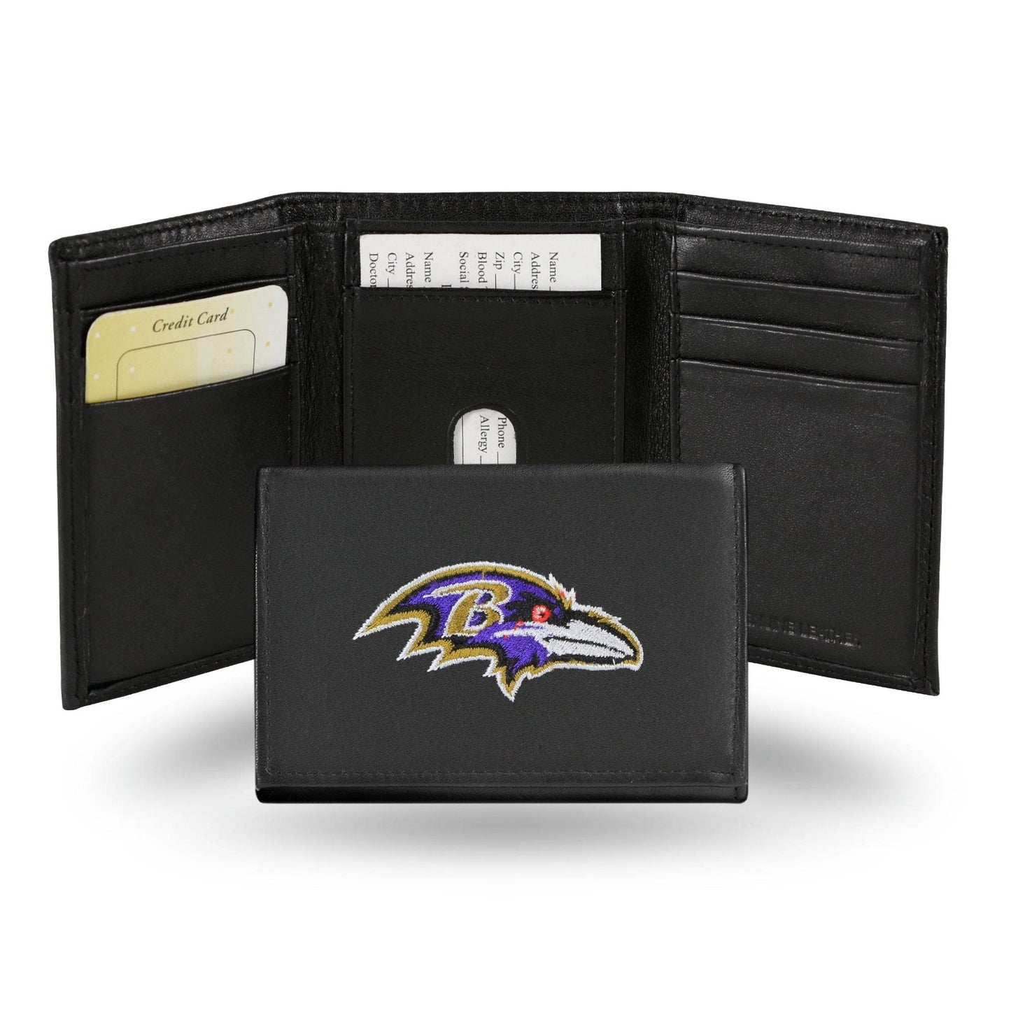 Baltimore Ravens Wallet Trifold Leather Embroidered - ToylandEU