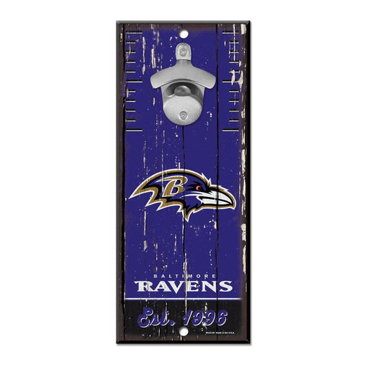 Baltimore Ravens Wood Sign Bottle Opener 5x11 Wall Mount - ToylandEU