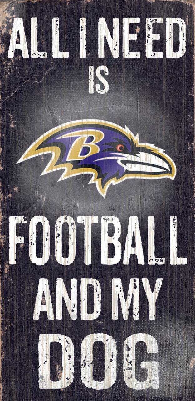 Baltimore Ravens Wood Sign Football And Dog 6x12 Inches - ToylandEU