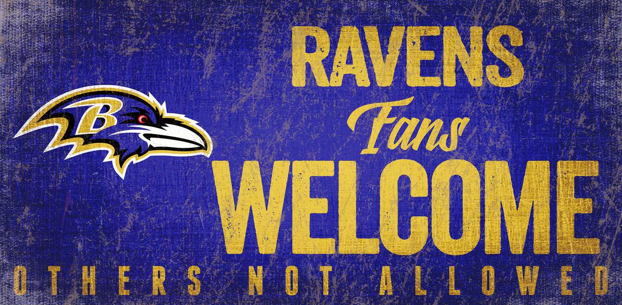 Baltimore Ravens Wood Sign Welcome Fans 12x6 Hanging Rope - ToylandEU
