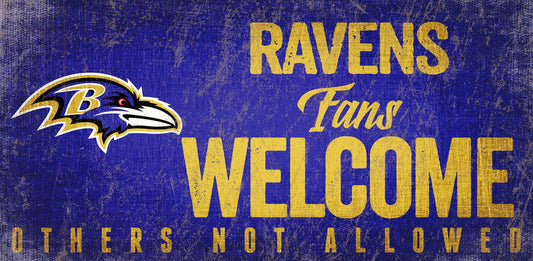 Baltimore Ravens Wood Sign Welcome Fans 12x6 Hanging Rope - ToylandEU