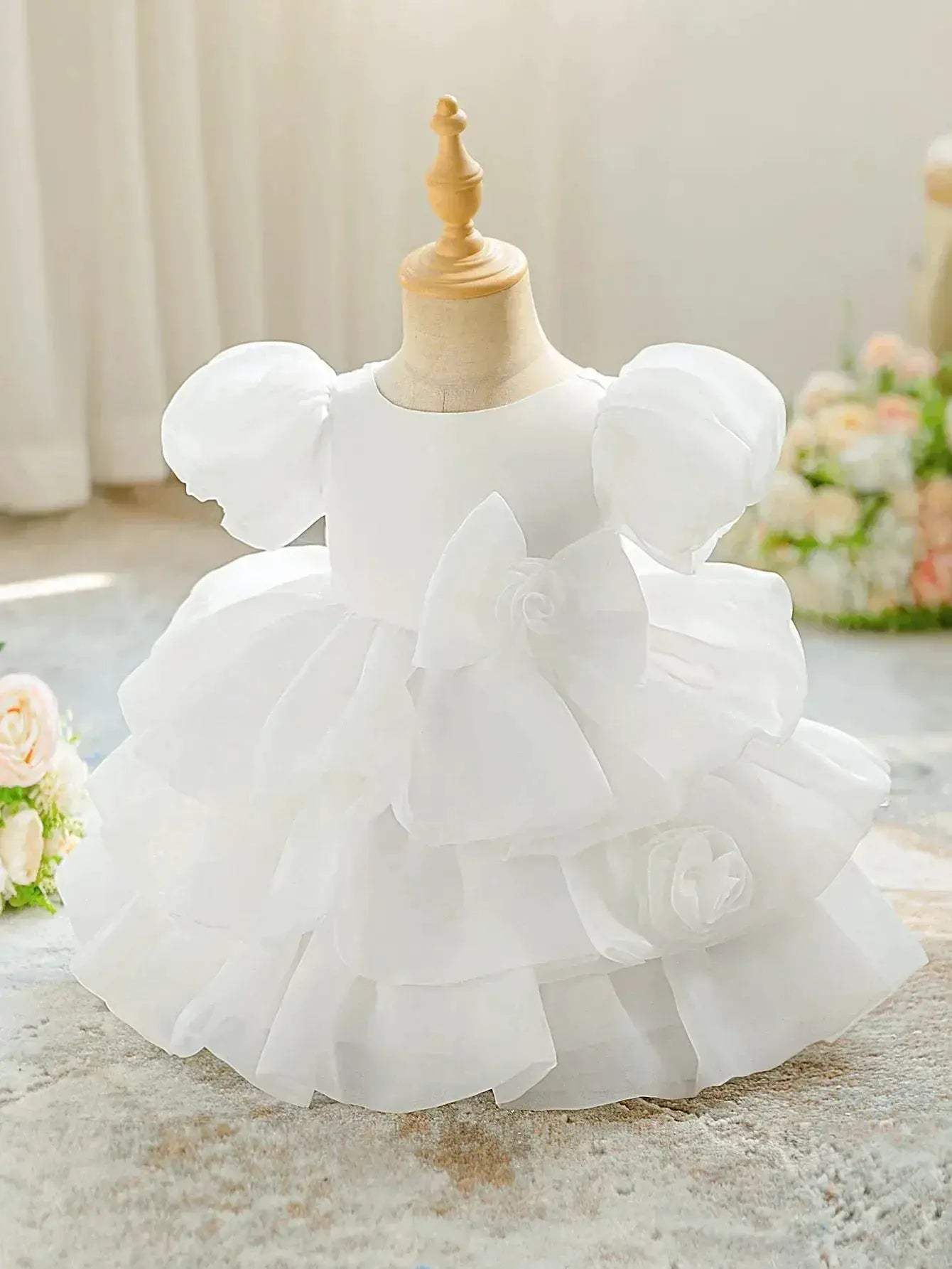  Baptism Dress For Baby Girl Elegant White Bow Premium -  ToylandEU™