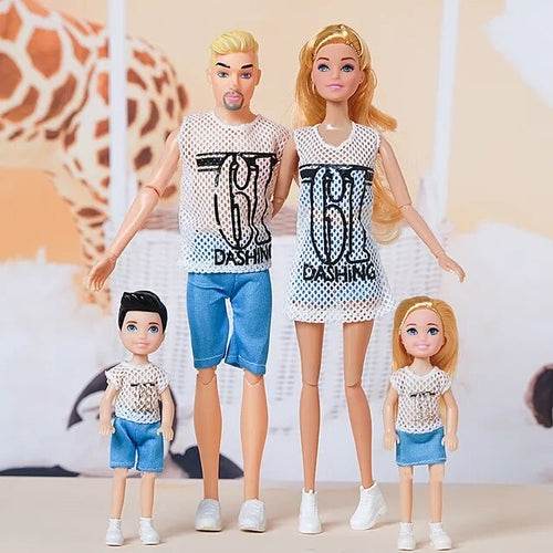 Barbi Family Doll Set - 1/6 Scale Mom, Dad & Kids - 30cm Fun Play - ToylandEU