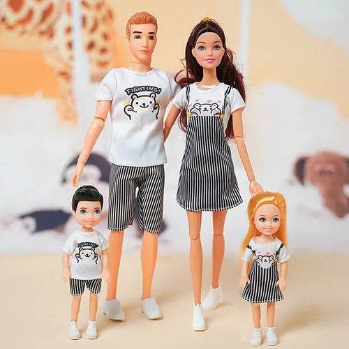 Barbi Family Doll Set - 1/6 Scale Mom, Dad & Kids - 30cm Fun Play - ToylandEU