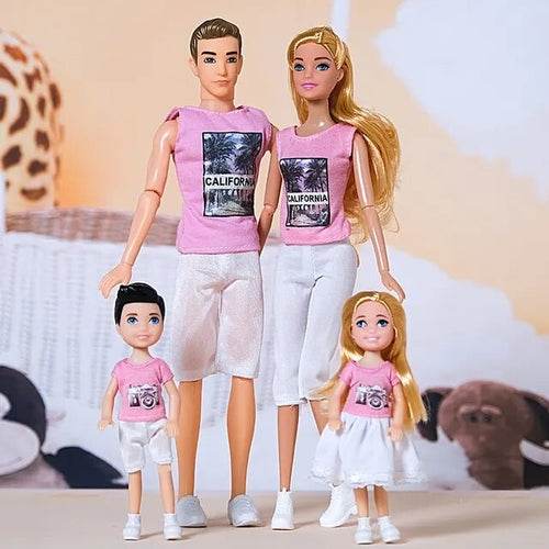 Barbi Family Doll Set - 1/6 Scale Mom, Dad & Kids - 30cm Fun Play - ToylandEU