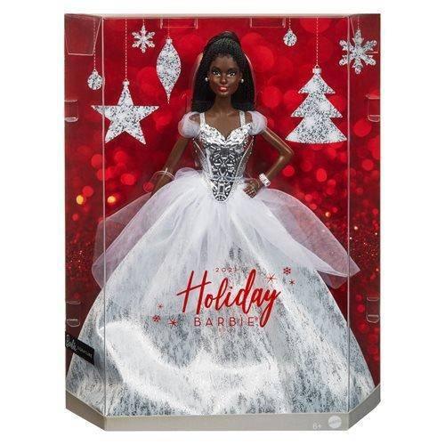 Barbie Holiday Doll 2021 Dark Hair Sparkling Metallic Gown - ToylandEU