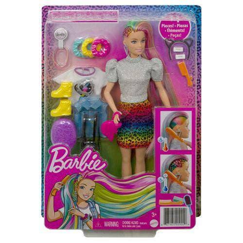 Barbie Rainbow Hair Doll With Cold Water Cheetah Print - ToylandEU