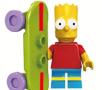Bart Simpson Custom LEGO Figure With Skateboard - ToylandEU