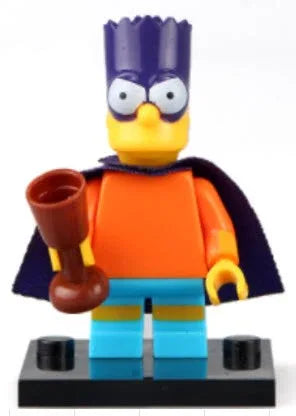Bartman Custom Figure LEGO Compatible Bart Simpson Hero With Purple Mask Blue Cape Orange Shirt - ToylandEU