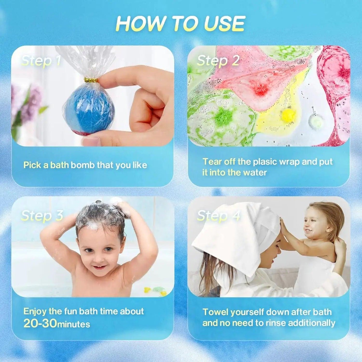  Kids Bath Bombs Glow Inside 24 Pack Organic Bubble Bath -  ToylandEU™