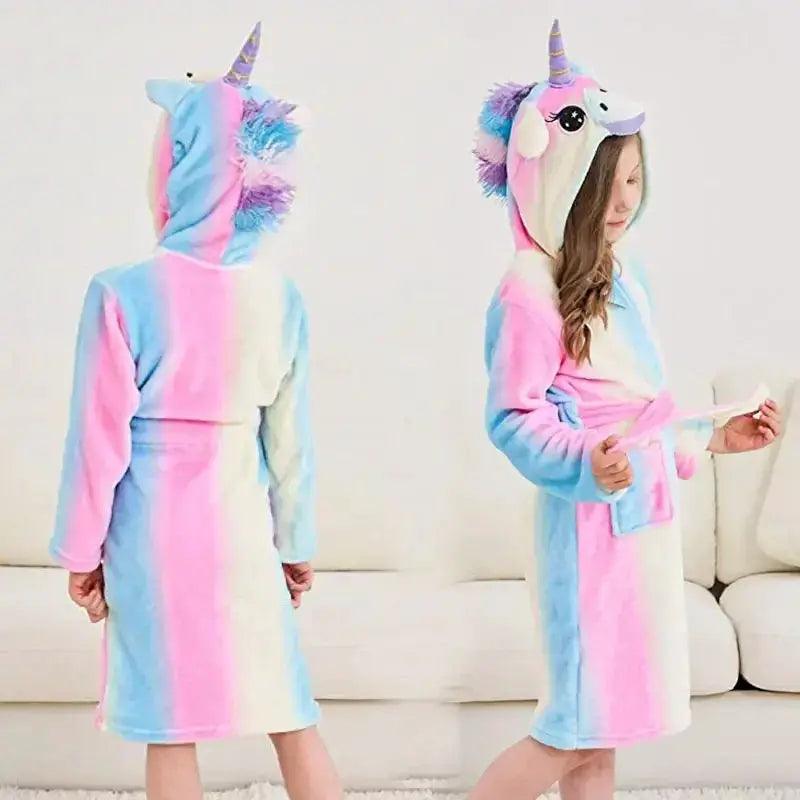  Unicorn Hooded Bathrobe For Kids Soft Flannel Sleepwear -  ToylandEU™