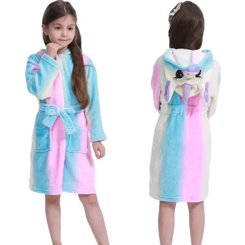  Unicorn Hooded Bathrobe For Kids Soft Flannel Sleepwear -  ToylandEU™
