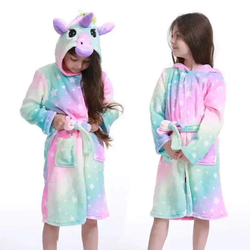  Unicorn Hooded Bathrobe For Kids Soft Flannel Sleepwear -  ToylandEU™