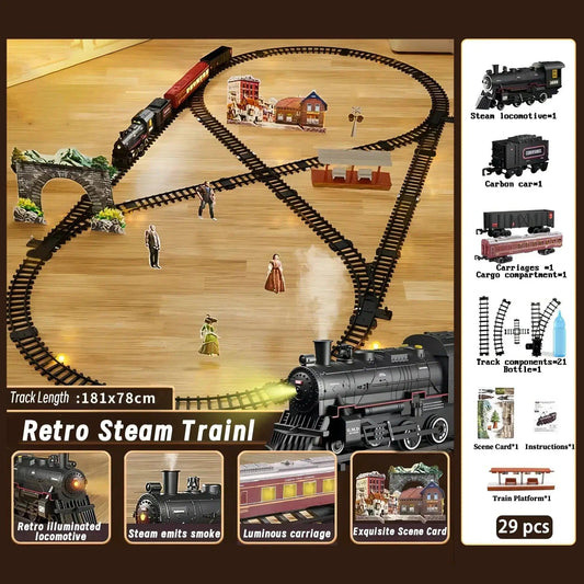  Battery Operated Steam Locomotive Train Set With Light -  ToylandEU™