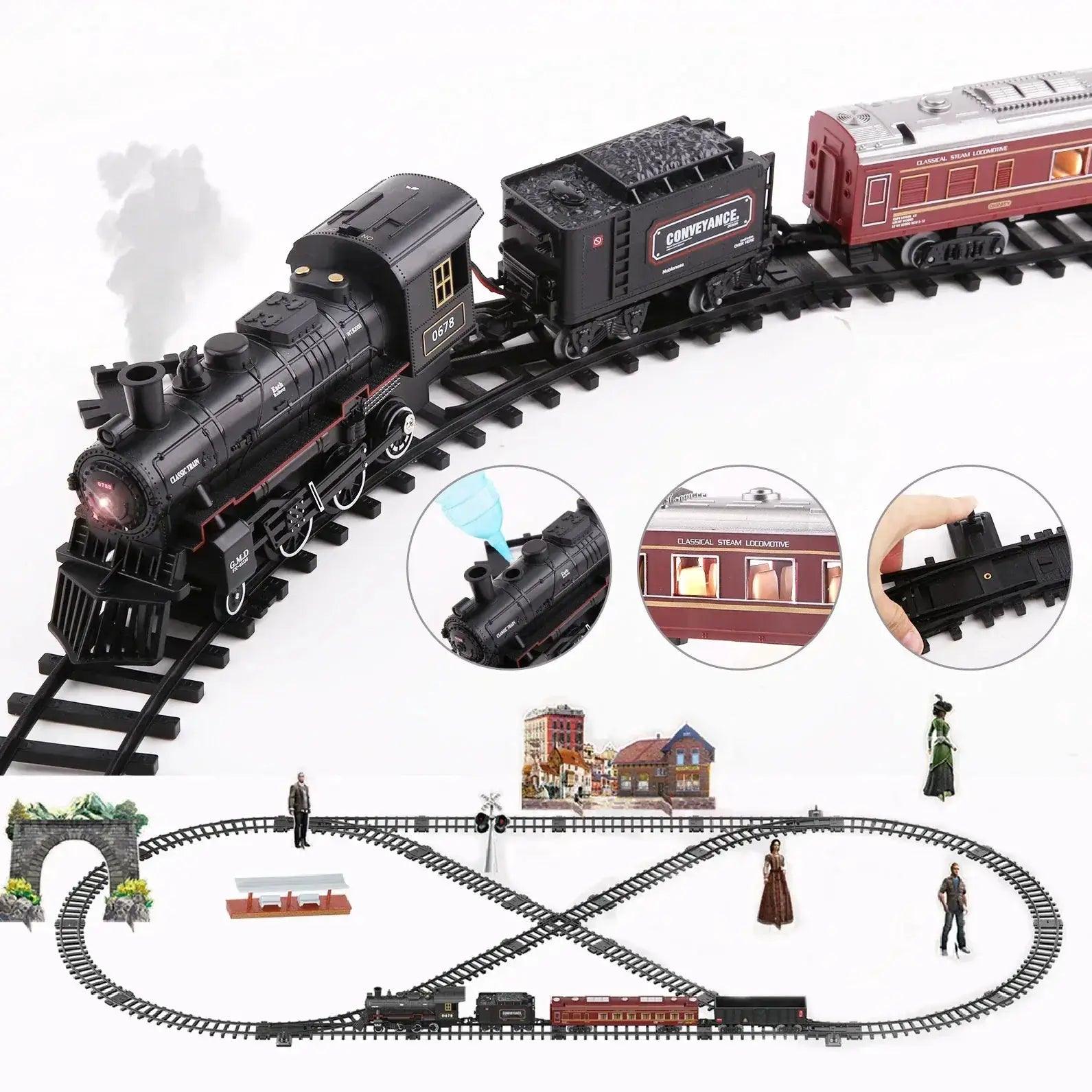  Battery Operated Steam Locomotive Train Set With Light -  ToylandEU™