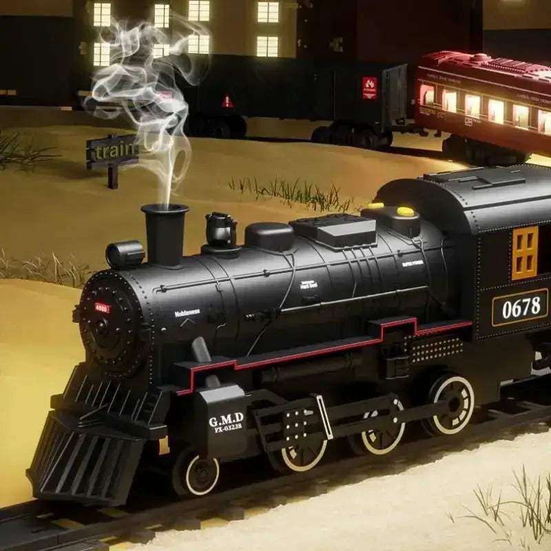 Battery Operated Steam Locomotive Train Set With Light And Sound - ToylandEU