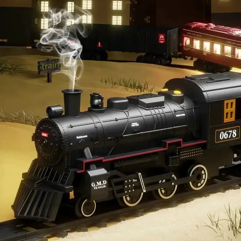 Battery Operated Steam Locomotive Train Set With Light And Sound - ToylandEU