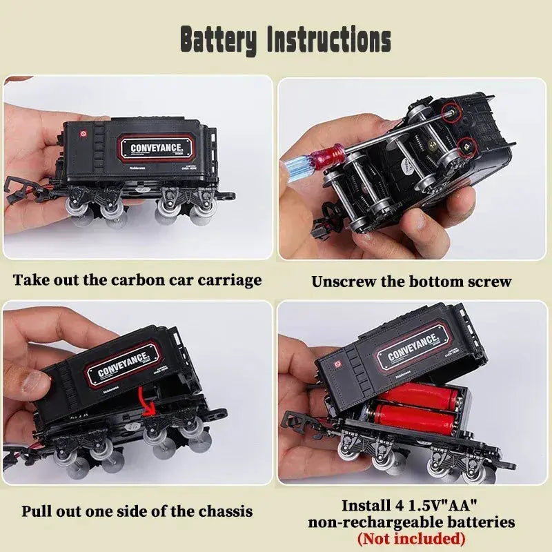 Battery Operated Steam Locomotive Train Set With Light And Sound - ToylandEU
