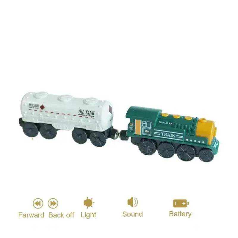Battery Operated Wooden Electric Train Set With Magnetic Tracks - ToylandEU