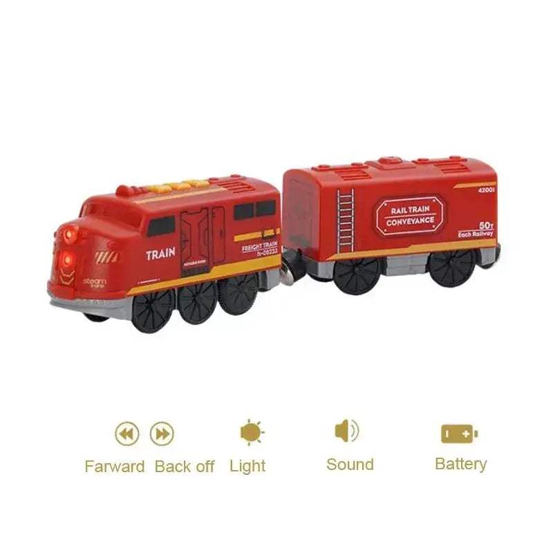 Battery Operated Wooden Electric Train Set With Magnetic Tracks - ToylandEU