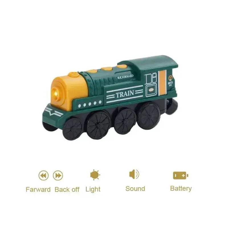 Battery Operated Wooden Electric Train Set With Magnetic Tracks - ToylandEU