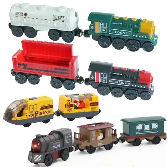  Battery Operated Wooden Train Set Magnetic Tracks Safe -  ToylandEU™
