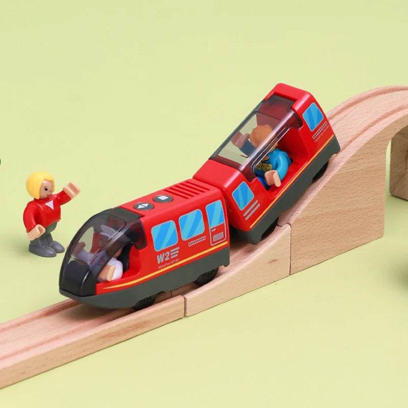 Battery-Powered Wooden Train Set with Realistic Locomotive Fun - ToylandEU