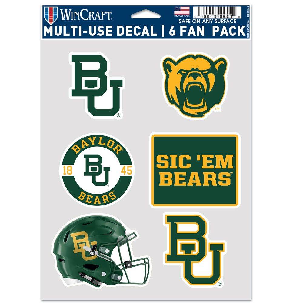 Baylor Bears Decal Set Six Pack Multi Use Fan Decals - ToylandEU