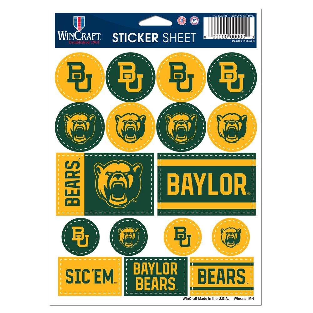 Baylor Bears Decal Sheet 5x7 Vinyl Special Order Sticker - ToylandEU