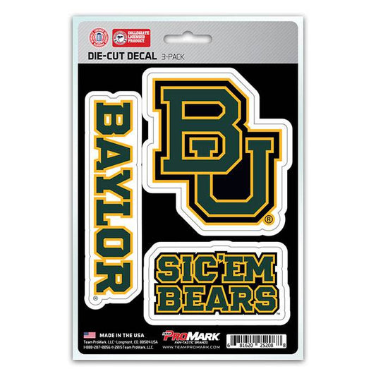 Baylor Bears Die Cut Decal 3 Pack Premium Vinyl Made in USA - ToylandEU
