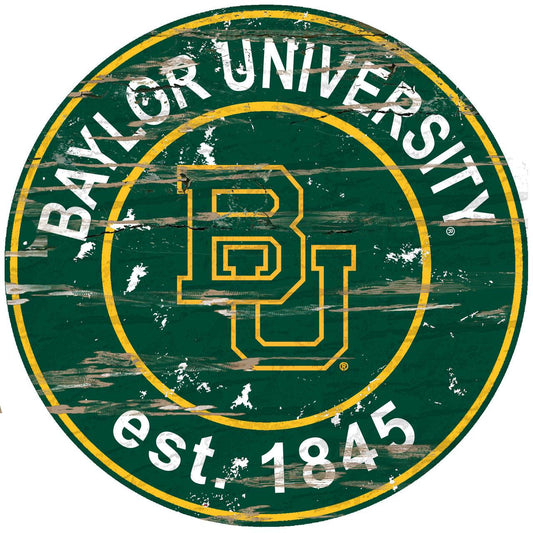Baylor Bears Wood Sign 24 Inch Round Vintage Wall Art - ToylandEU