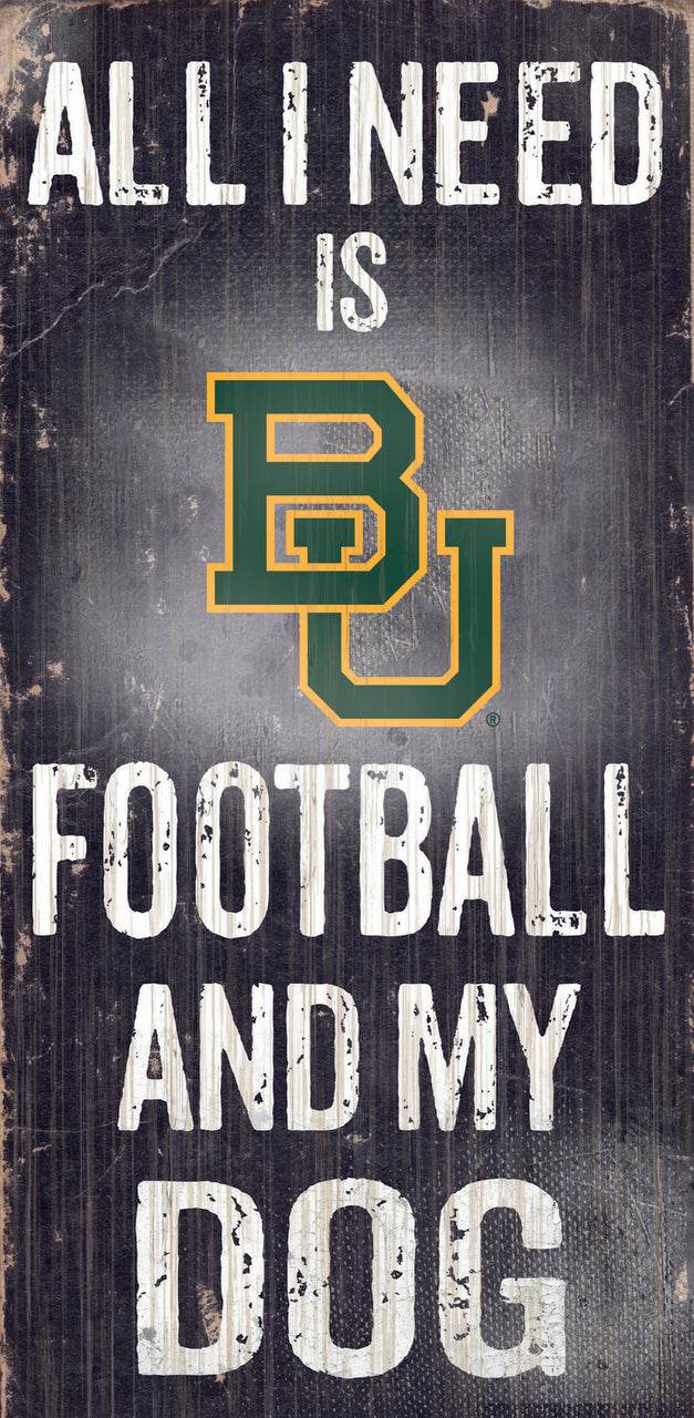 Baylor Bears Wood Sign Football and Dog 12x6 Special Order - ToylandEU
