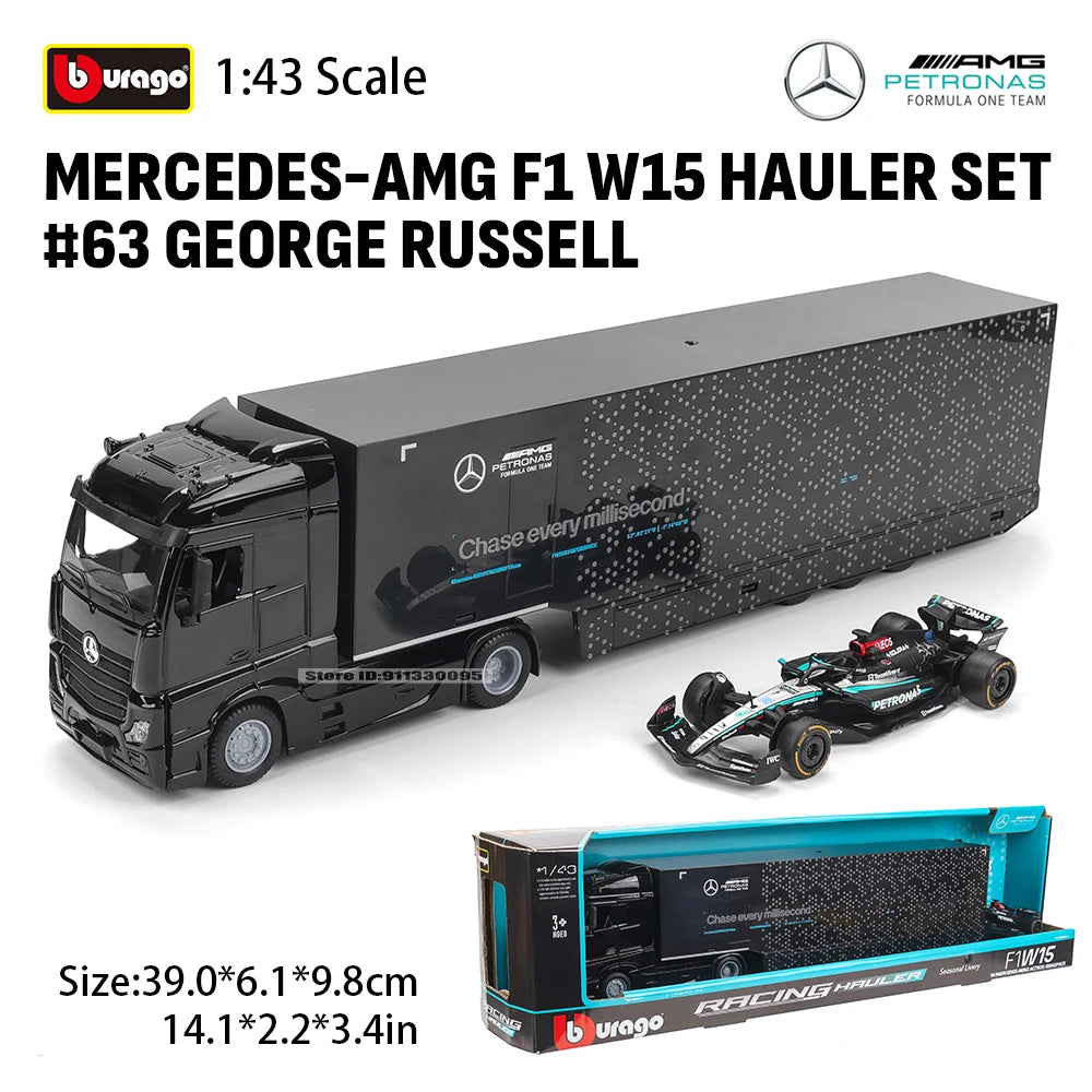 Bburago Diecast Premium 1 To 43 Mercedes F1 Hauler Set - ToylandEU