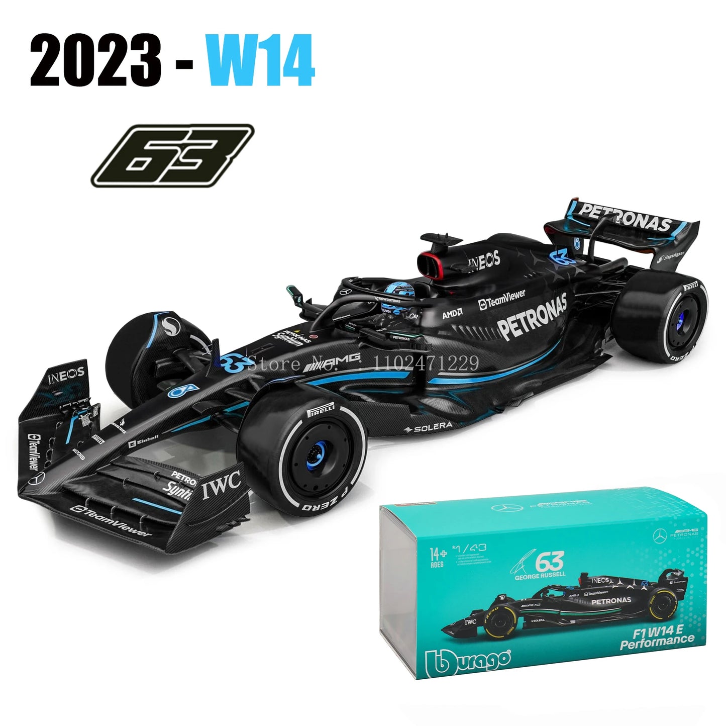 Bburago Mercedes F1 Diecast Alloy Model W15 2024 Collectible - ToylandEU