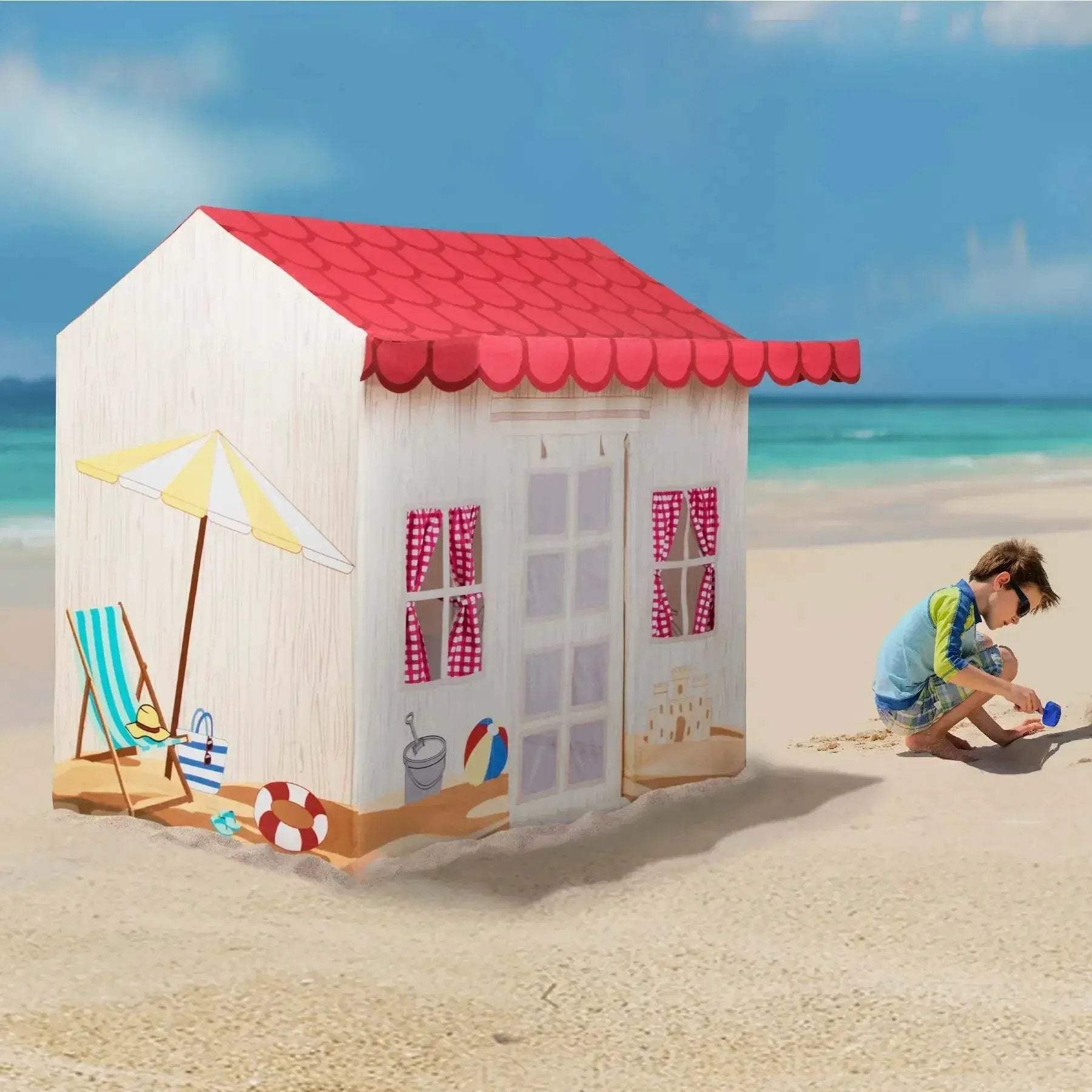 Beach House Play Tent With Shade And Sandcastle Fun - ToylandEU