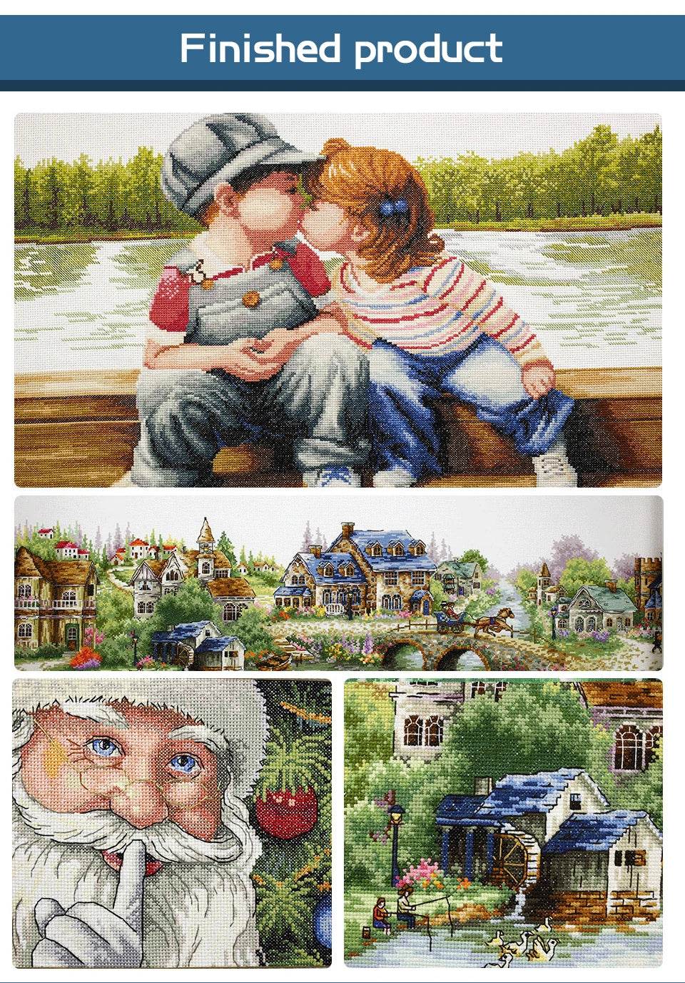 Bear Family Cartoon Cross Stitch DIY Embroidery Kit with Aida Fabric and Sewing Accessories - ToylandEU