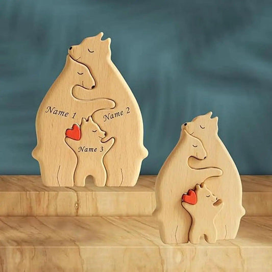  Bear Family Wooden Puzzle Art Handcrafted Home Decor -  ToylandEU™