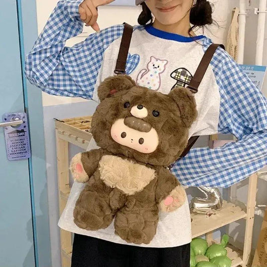  Bear Plush Backpack Crossbody Bag For Women Easy Care -  ToylandEU™