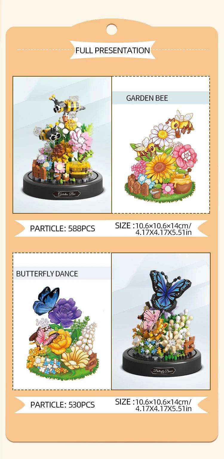 Bee Butterfly Flower Bonsai Building Blocks Insect Plant Toy - ToylandEU