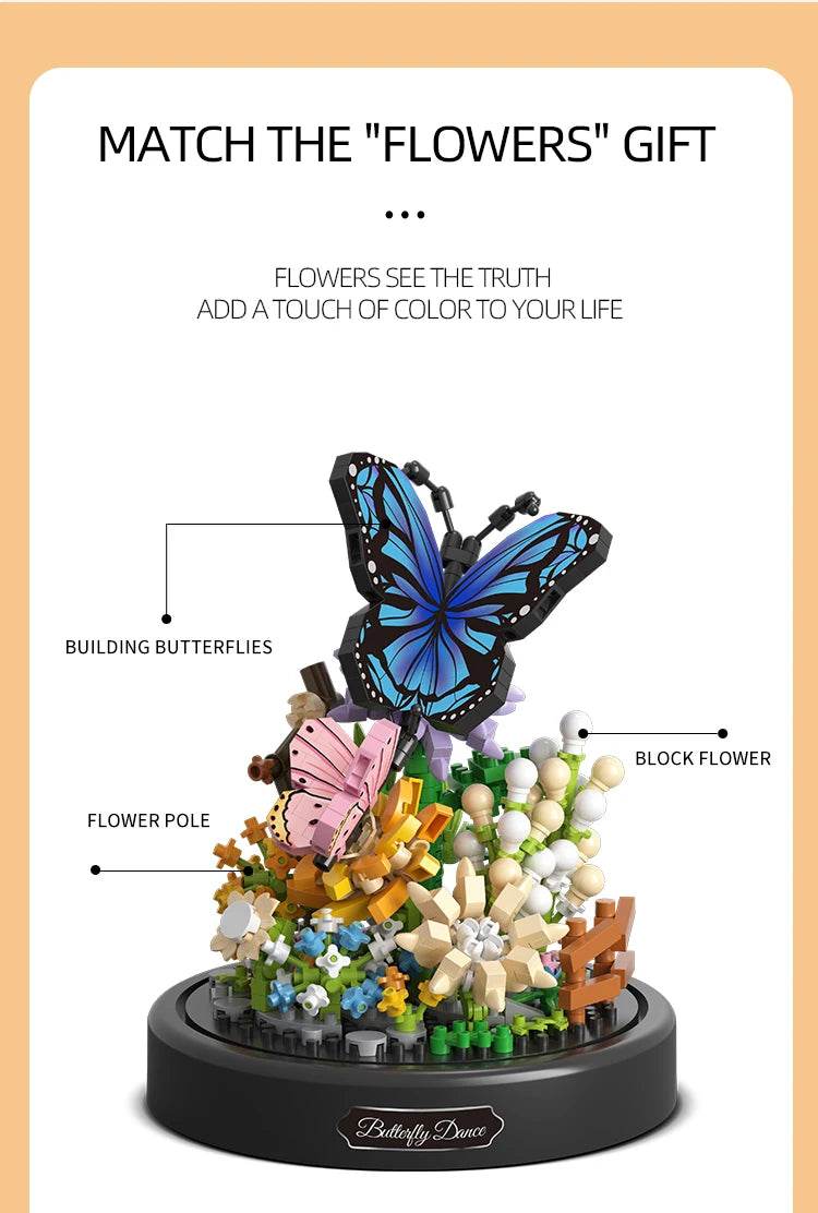 Bee Butterfly Flower Bonsai Building Blocks Insect Plant Toy - ToylandEU