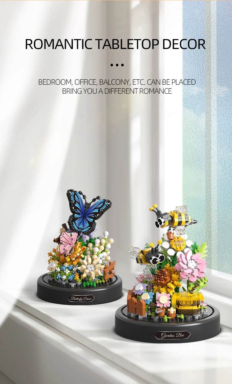 Bee Butterfly Flower Bonsai Building Blocks Insect Plant Toy - ToylandEU