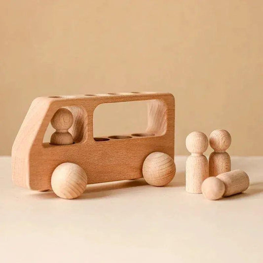 Beech Wood Montessori Blocks Bus Toy Educational Play -  ToylandEU™