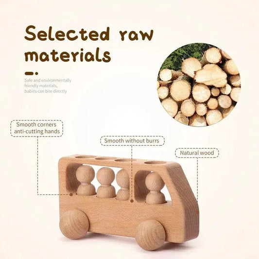  Beech Wood Montessori Blocks Bus Toy Educational Play -  ToylandEU™