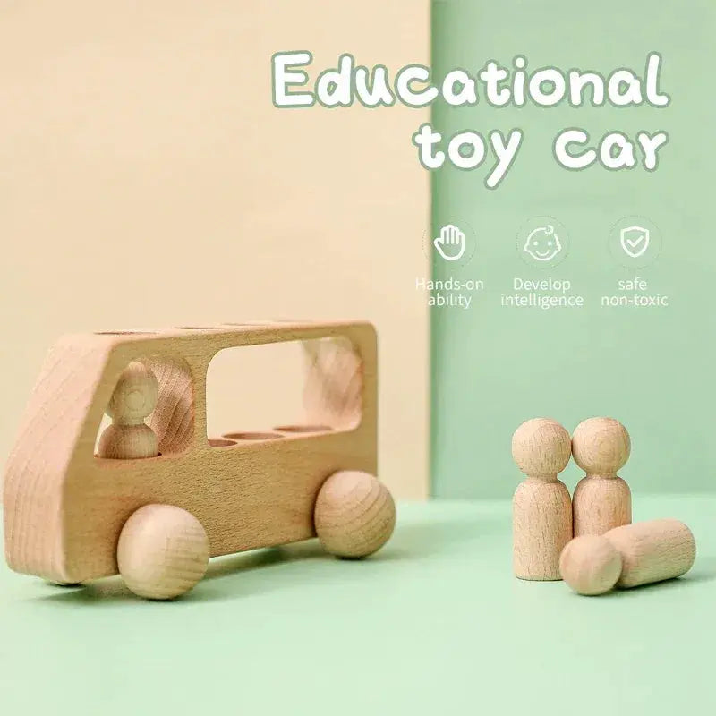 Beech Wood Montessori Blocks Bus Toy for Educational Play - ToylandEU