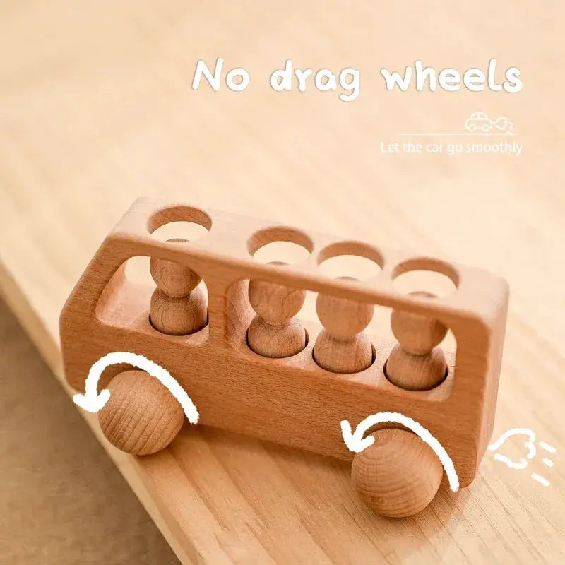Beech Wood Montessori Blocks Bus Toy for Educational Play - ToylandEU